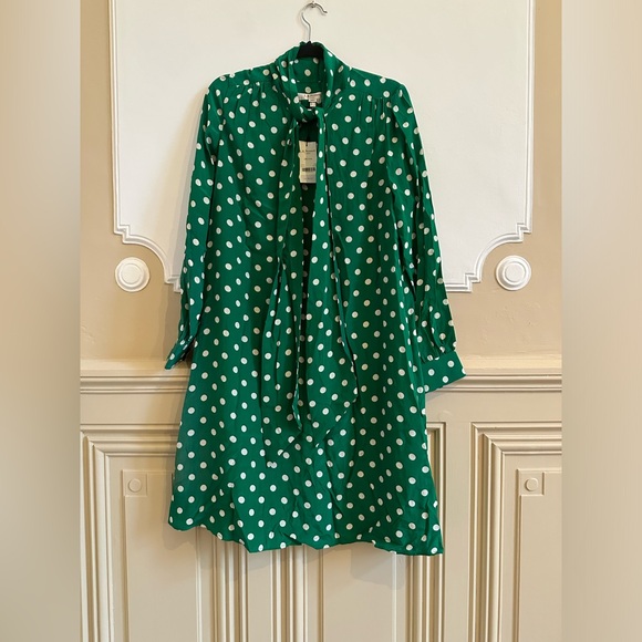 L.K. Bennet London Dr Evia Dress Green Polka Dot SilkLong...